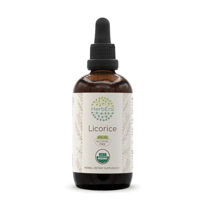 Licorice B120 USDA Organic Tincture | Alcohol-Free Extract, High-Potency Herbal Drops | Certified Organic Licorice (Glycyrrhiza Glabra) Dried Root (4 oz)