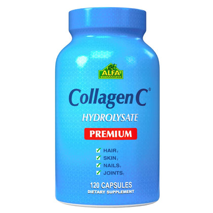 CollagenC - Premium Collagen peptides Hydrolysate formula with Vitamin C - Nutritional Supplement with Vitamin C - Skin, Nails & Hair Rejuvenation, Supports Bone, Muscle Health - 120 Capsules