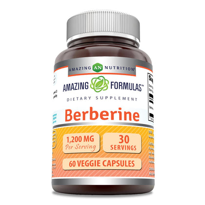 Amazing Formulas Berberine 1200 mg Per Serving Veggie Capsules Supplement | Non-GMO | Gluten Free | Made in USA (60 Count)