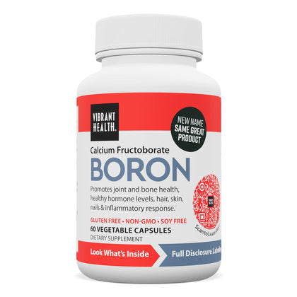 Vibrant Health, Super Natural Boron, Vegetarian Support for Joint and Bone Health, 60 Capsules (FFP)