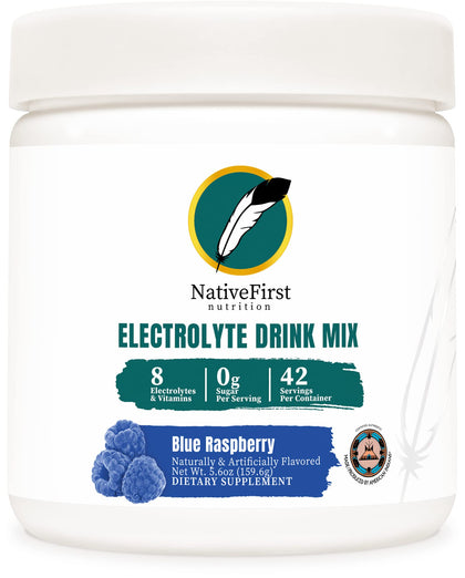 NativeFirst Electrolyte Drink Mix (42 Servings) - Gluten Free, Non-GMO (Blue Raspberry)