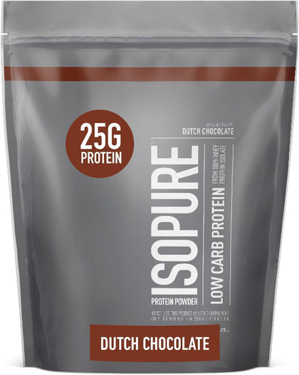 Isopure Dutch Chocolate Whey Isolate Protein Powder with Vitamin C & Zinc for Immune Support, 25g Protein, Low Carb & Keto Friendly, 14 Servings, 1 Pound (Packaging May Vary) (expiry 30/11/2025)