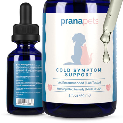 Cold Symptom Support for Cats & Dogs | Natural Formula Safely Aids with Colds, Asthma, Seasonal Allergies & Kennel Cough | Helps Open Airways for Easy Breathing | by Prana Pets