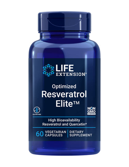 Life Extension Optimized Resveratrol Elite - Highly Bioavailable Trans Resveratrol Supplement - From Grape & Japanese Knotweed - For Brain Health - Gluten-Free, Non-GMO - 60 Vegetarian Capsules