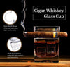 Whiskey Glasses Gift Set Cigar Glasses Gift Set of 2 Old Fashioned Square Glasses with Intended Cigar Rest, Granite Chilling Rocks, Tongs, Velvet Pouch and Cigar Cutter. Gift for dad, Husband