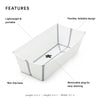 Stokke Flexi Bath X-Large, White - Spacious Foldable Baby Bathtub - Lightweight & Easy to Store - Convenient to Use at Home or Traveling - Best for Ages 0-6