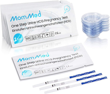 MomMed Pregnancy Test Strips, Home Pregnancy Test Kits, 55-Piece Pregnancy Test Strips with 55-Piece Urine Collection Cups; Quick and Reliable Early Pregnancy Test Detection, Over 99% Accuracy