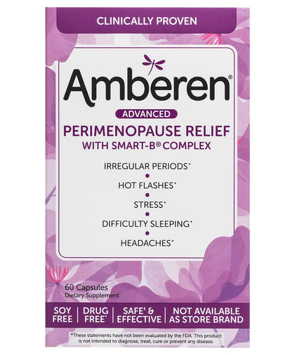 Amberen Perimenopause, Peri-Menopause Multi-Symptom Relief, Vitamin B, Vitamin E & Antioxidants Supplement, Helps Support Hormone Balance, Hot Flashes & Night Sweats, Supplements for Women, 60 Count