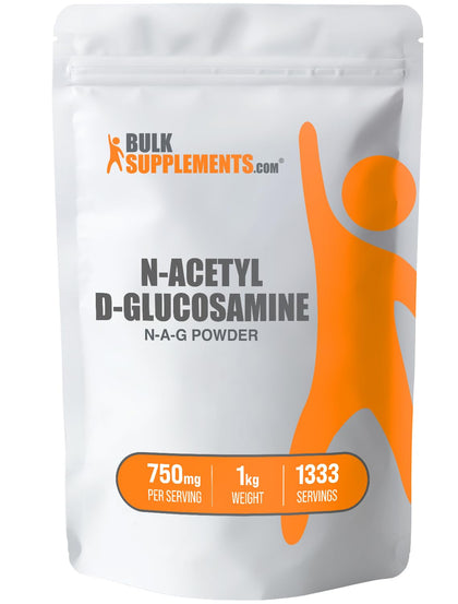 BulkSupplements.com N-Acetyl Glucosamine Powder - NAG Powder, Glucosamine 750mg, Glucosamine Supplement - Glucosamine Powder, Gluten Free, 750mg of per Serving, 1kg (2.2 lbs) (Pack of 1)