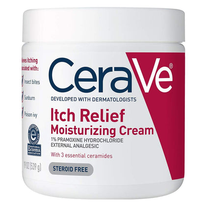 CeraVe Anti-Itch Cream with Pramoxine for Itchy Skin Relief from Bug Bites, Sunburns, and Minor Irritations - Fragrance Free 19 oz Moisturizing Cream