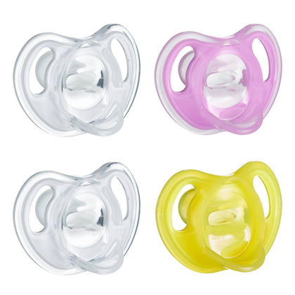 Tommee Tippee Ultra-Light Silicone Pacifier, Symmetrical One-Piece Design, BPA-Free Silicone Binkies, 6-18m, 4-Count