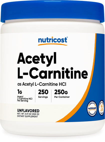 Nutricost Acetyl L-Carnitine (ALCAR) 250 Grams Powder - 1G Per Serving - 250 Servings