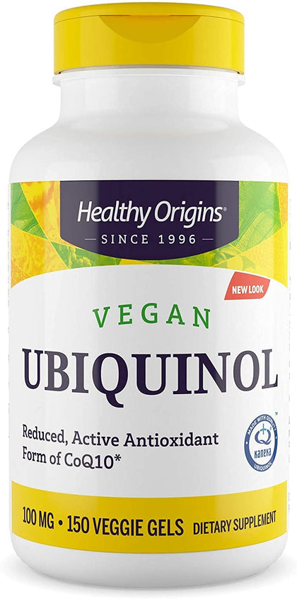 Healthy Origins Ubiquinol Vegan Formula (Active Form of CoQ10), 100 mg - Kaneka Ubiquinol Supplement for Heart Health & Antioxidant Support - Vegan, Gluten-Free & Non-GMO Supplement - 150 Veggie Gels