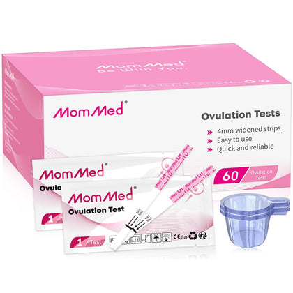 MomMed Ovulation Test Strips (LH60) with 60 Collection Cups, Reliable LH Surge Predictor OPK Kit, Accurately Track Ovulation Test, High Sensitivity Result for Women Home Testing