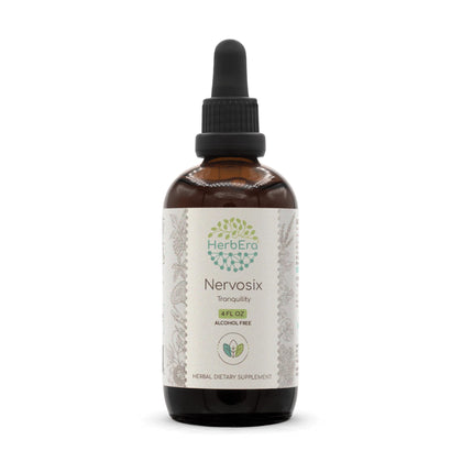 Nervosix B120 Alcohol-Free Extract Tincture, Liquid Drops: Passionflower Herb, Siberian Ginseng Root, Holy Basil Herb, Reishi Mushroom, Rhodiola Root, Schisandra Berry, Gotu Kola Herb. 4 Fl Oz