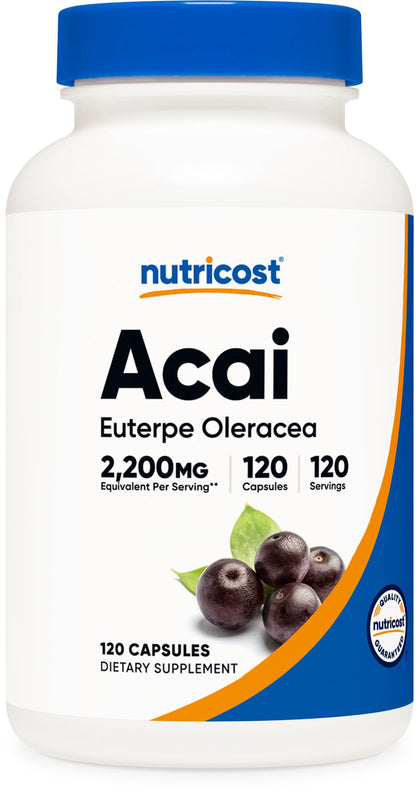 Nutricost Acai Extract 550mg, 120 Vegetarian Capsules (Euterpe Oleracea) - Non-GMO, Gluten Free