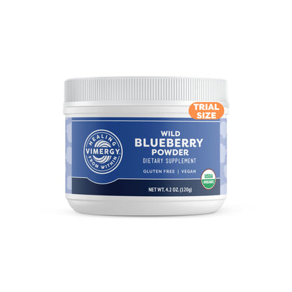 Vimergy USDA Organic Wild Blueberry Supplement Powder, Trial Size - 30 Servings - Natural Wild Blueberries - Fruit Powder for Smoothies, Juices, Fruit Bowls, Non-GMO, Gluten-Free, Vegan, Paleo (120g)