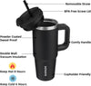 BJPKPK 30oz Stainless Steel Insulated Tumbler With Handle And Lid Straw Travel Coffee Mug Thermal Cup, Black (Used - Like New)