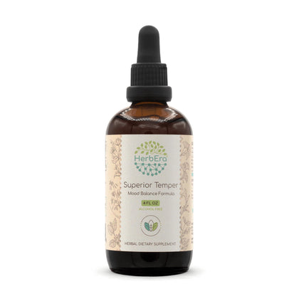 Superior Temper B120 Alcohol-Free Extract Tincture: Ashwagandha Root, St. John's Wort Herb, Ginkgo Biloba Leaf, Lemon Balm Leaf, Oatstraw Tops. Mood Balance Formula 4 Fl Oz