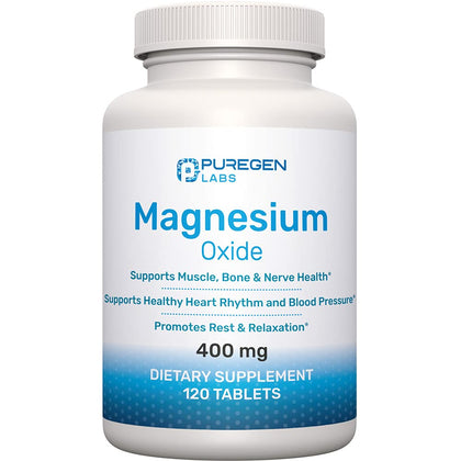 Magnesium 400mg [High Potency] Supplement - Magnesium Oxide for Immune Support, Muscle Recovery, Leg Cramps and Relaxation 120 Tablets