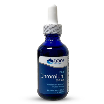 Trace Minerals | Liquid Ionic Chromium | 550 mcg Supports Normal Brain Function | Non-GMO, Vegan, Gluten Free | 2 fl oz