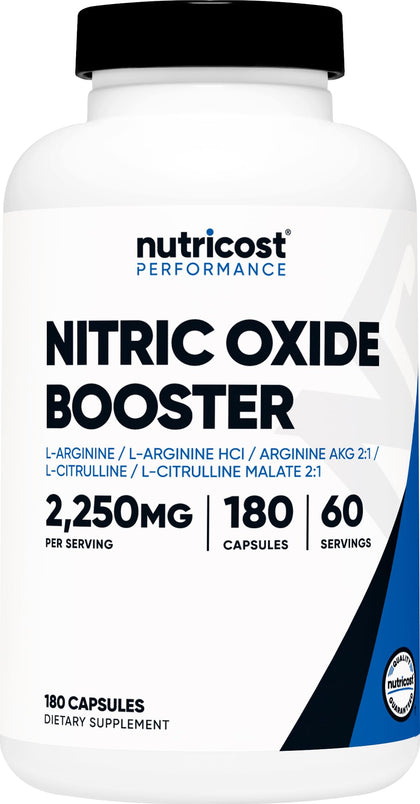 Nutricost Nitric Oxide Booster 750mg, 180 Capsules - 2250mg Per Serving - Gluten Free and Non-GMO