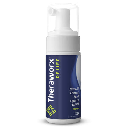 THERAWORX Relief Fast-Acting Foam for Leg & Foot Cramps and Muscle Soreness, 3.4oz Travel Size