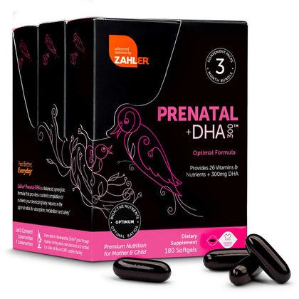 Zahler Prenatal Vitamin with DHA & Folate - DHA Supplements & Prenatal Multivitamin for Mother and Child - Kosher Prenatal DHA Prenatal Vitamins with Iron, Pre Natal Softgels (180 Count (Pack of 1))