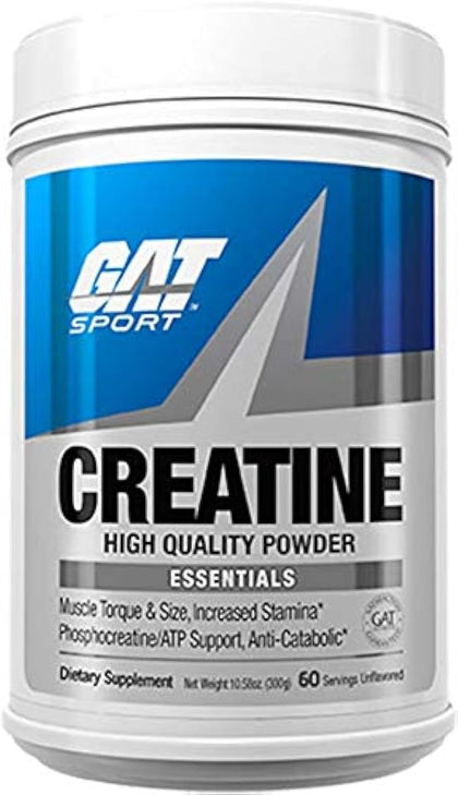 GAT SPORT Creatine Monohydrate Powder, Strength, Brain Health, Anti-oxidant, Endurance, for Men & Women, Unflavored (60 Servings)