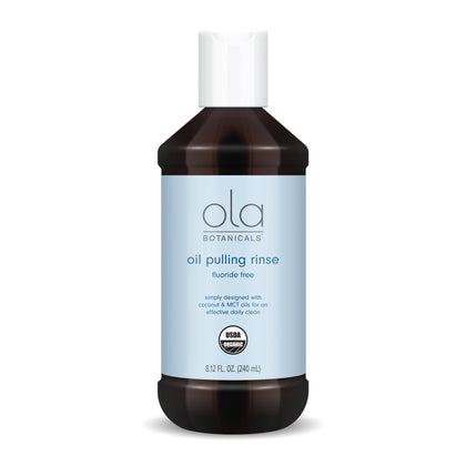 Ola Botanicals Oil Pulling Rinse (8.12 Fl. Oz.), USDA Certified Organic, Coconut Oil, MCT Oil, Cruelty Free, Fluoride Free, Soy Free, Gluten Free, Non GMO, Dr. Mercola (Expiry 3/01/2026)