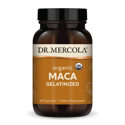 Dr. Mercola Organic Maca Gelatinized Dietary Supplement, 30 Servings (60 Capsules), non GMO, Gluten Free, Soy Free, USDA Organic