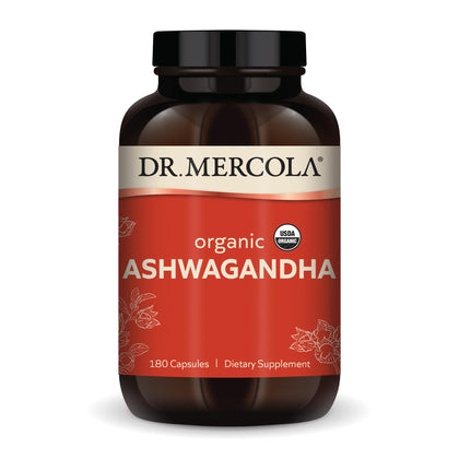 Dr. Mercola Organic Ashwagandha, 90 Servings (180 Capsules), Dietary Supplement, Supports Energy Production, Non-GMO, Certified USDA Organic