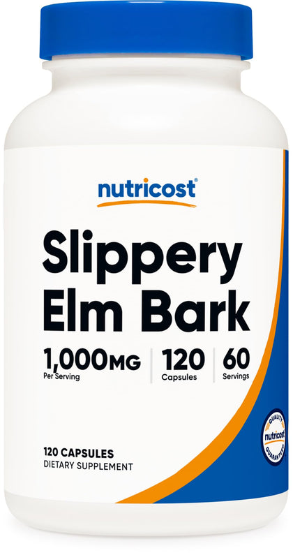 Nutricost Slippery Elm Bark Capsules 1000mg Per Serving, 120 Capsules - Non-GMO, Gluten Free, Vegetarian Friendly