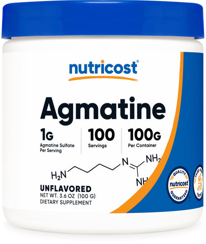 Nutricost Agmatine 100 Grams - Pure Agmatine Powder 100 Servings (Agmatine Sulfate)