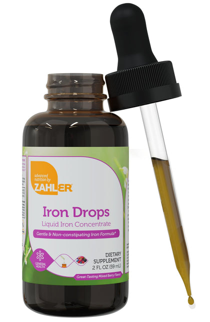 Zahler's Iron Drops, Liquid Iron Concentrate, Gentle and Non-Constipating Iron Formula, 2 Fl OZ