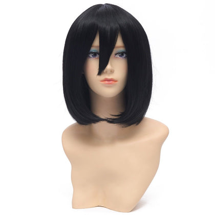 paixpays fancy attack on titan -mikasa ackerman short black straight cosplay wig