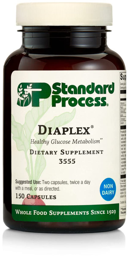 Standard Process Diaplex - Whole Food Bowel, Pancreas, Metabolism, Antioxidant, with Gallbladder Support with Pepsin, Betaine Hydrochloride, Soy Protein - 150 Capsules