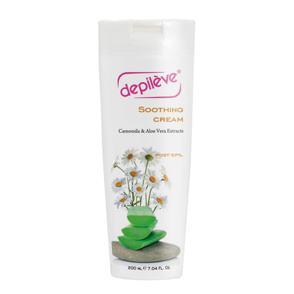 Depileve Soothing Cream - Post Wax Lotion - Enriched with Aloe Vera, Chamomile and Zinc Oxide - for All Skin Types - Skin Calming Aftercare - Makeup-Like Coverage Cream - 7 oz.