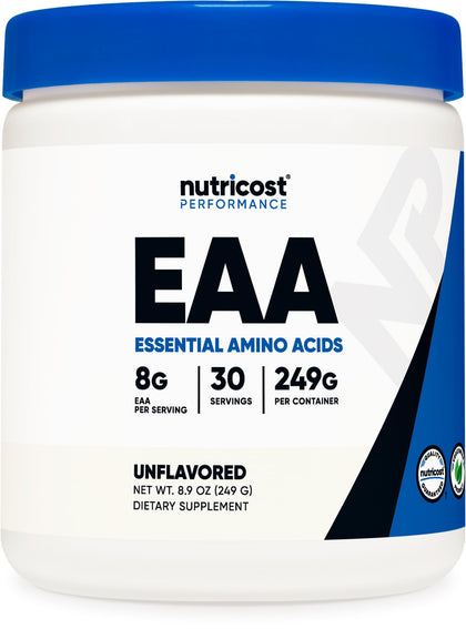 Nutricost EAA Powder 30 Servings (Unflavored) - Essential Amino Acids - Non-GMO, Gluten Free, Vegetarian Friendly (Expiry 3/01/2027)