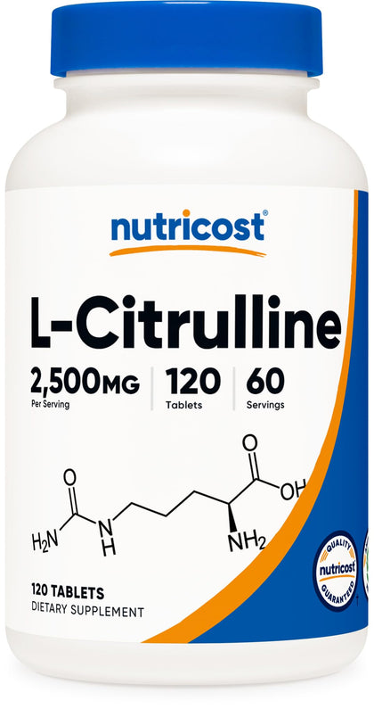 Nutricost L-Citrulline 2500mg Per Serving, 60 Servings, 1250mg Per Tablet, 120 Tabs - Non-GMO and Gluten Free Supplement (Expiry 12/01/2026)