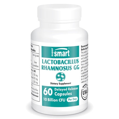 Supersmart - Lactobacillus Rhamnosus GG 10 Billion CFU per Day (LGG Probiotic with Inulin) - Digestive & Immune Support - Vaginal Flora Health | Non-GMO & Gluten Free - 60 DR Capsules