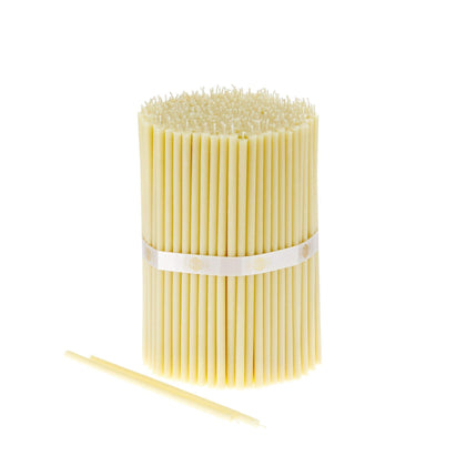 Danilovo Pure Beeswax Candles - No-Drip, Smoke-Less, Tall, Thin Taper Candles - Decorative Candles for Church Prayer, Decor or Birthday Candles - Honey Scented - 7.1 in, Ø 0.24 in (White, 50pcs)