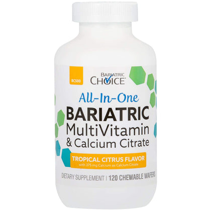 Bariatric Choice All-in-One Bariatric MultiVitamin with 375 mg Calcium Citrate, Tropical Citrus (120ct)