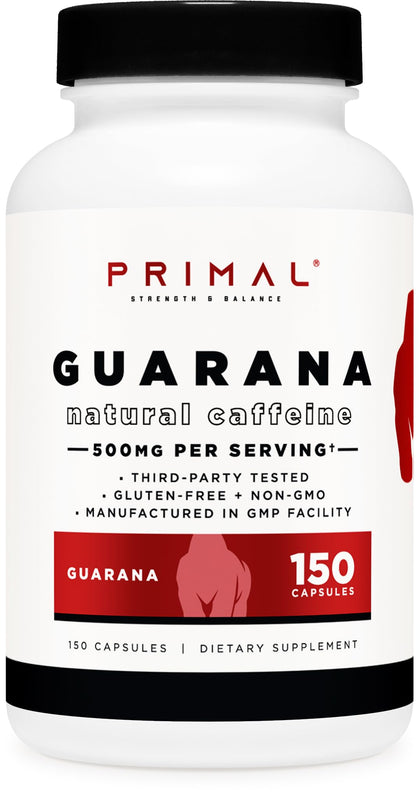 Primal Guarana (1000 MG Per Serving) (150 Capsules) - 200 MG Natural Caffeine