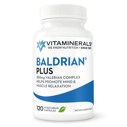 Vitaminerals 33+ Baldrian® Plus Natural Relaxing Support Standardized Valerian Extract (120)