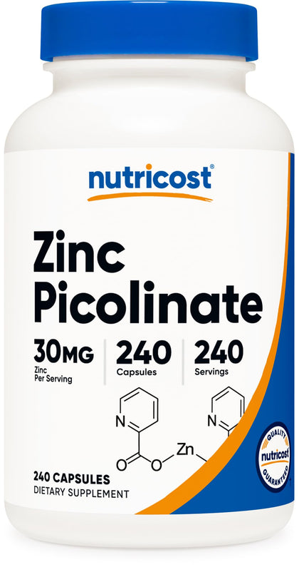 Nutricost Zinc Picolinate 30mg, 240 Capsules - Gluten Free and Non-GMO