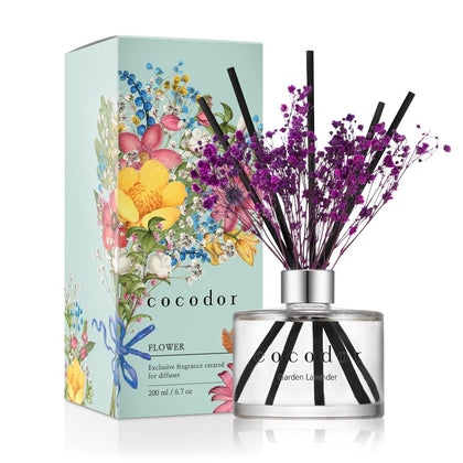 COCODOR Preserved Flower Reed Diffuser/Garden Lavender/6.7oz/1Pack/Home Fragrance Scent Essential Oil Stick Diffuser for Bedroom Bathroom Home Décor