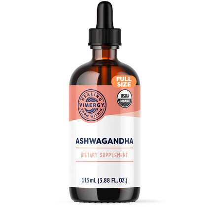 Vimergy USDA Organic Ashwagandha Liquid Extract, 57 Servings -Stress Supplement Drops - Adaptogen - Supports Cognitive Function - Sleep Support - Alcohol-Free, Non-GMO, Vegan & Paleo Friendly (115 ml)