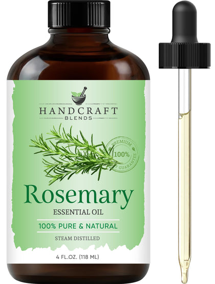 Handcraft Blends Rosemary Essential Oil - Huge 4 Fl Oz - 100% Pure and Natural - Premium Grade with Glass Dropper