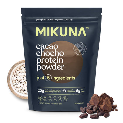 Mikuna Vegan Protein Powder (Cacao, 15 Servings) - Plant Based Chocho Superfood Protein - Dairy Free Protein Powder Packed with Vitamins, Minerals & Fiber - Gluten, Keto & Lectin-Free